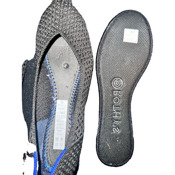 Rothy's Black Honeycomb Blue Halo Knit Loafers Round Toe Retired - sz 7 - P7 - Picture 11 of 12